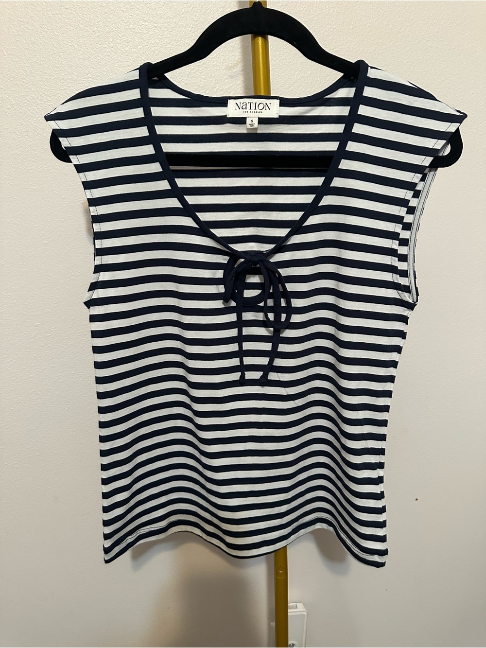 Nation LTD Navy and White Striped Tie-Front Tank NWOT
